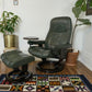 Ekornes Stressless Green Leather Recliner & Ottoman