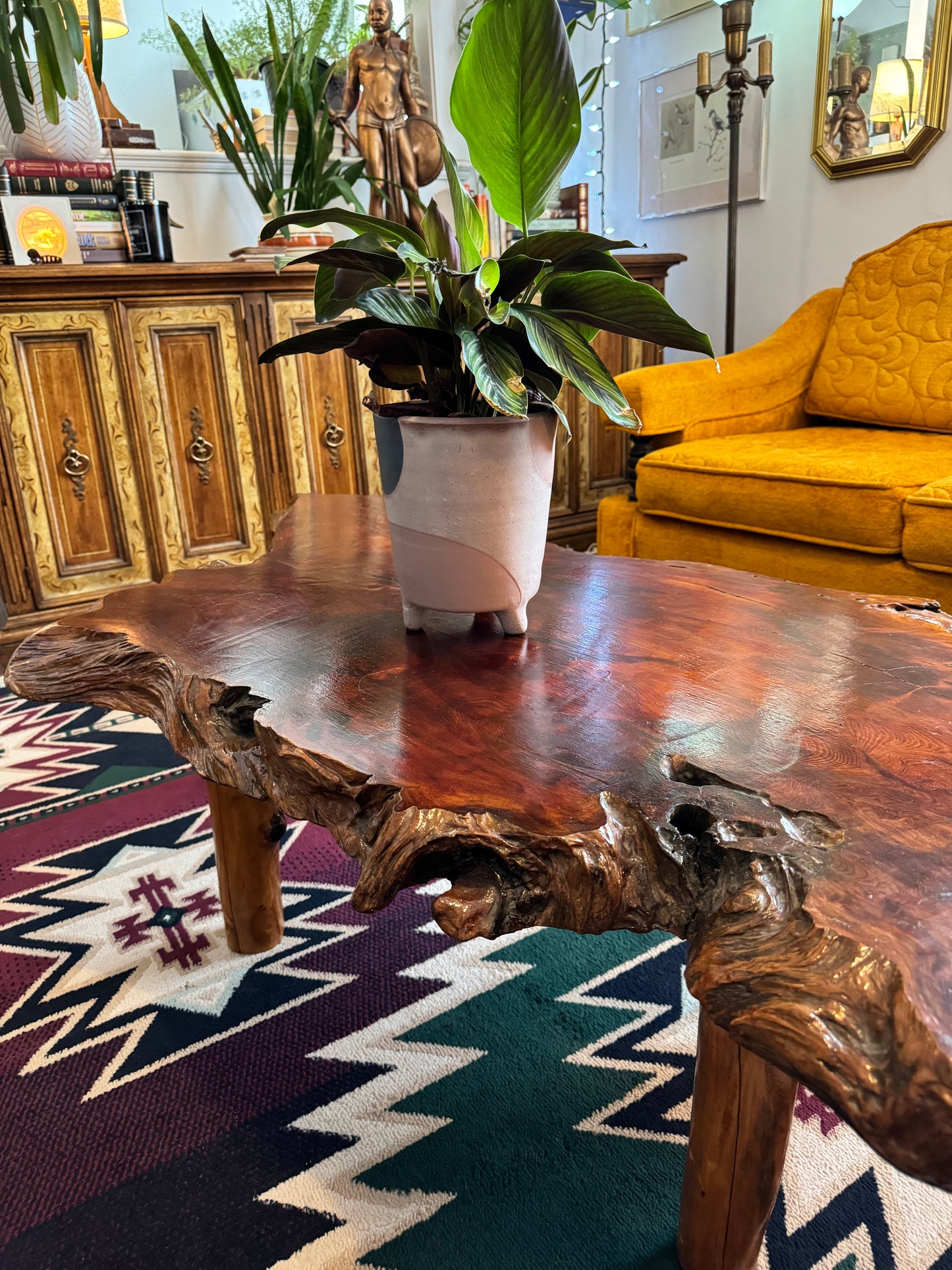 Vintage Live Edge Solid Wood Coffee Table