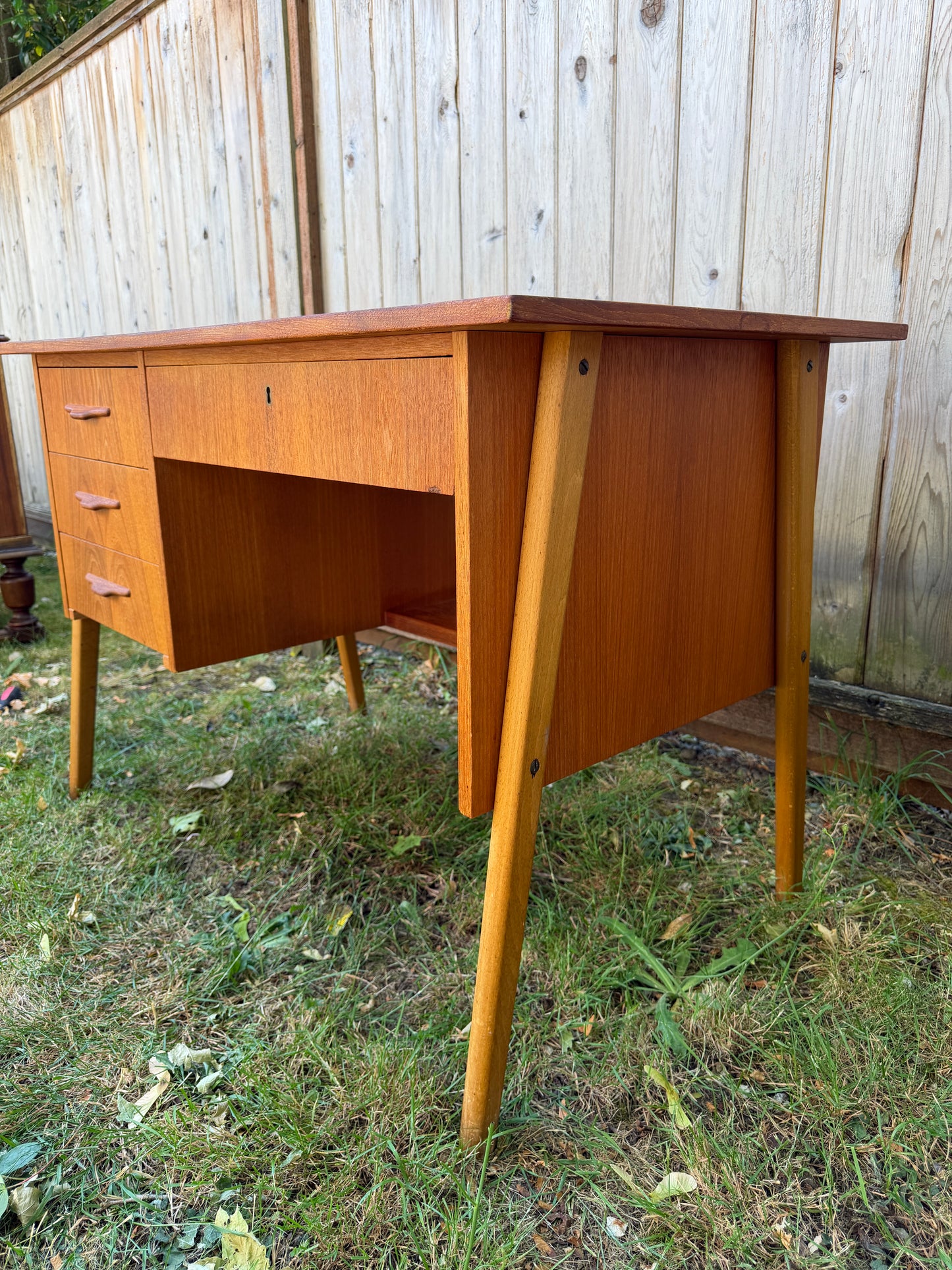 Vintage 4 Drawer Teak Desk