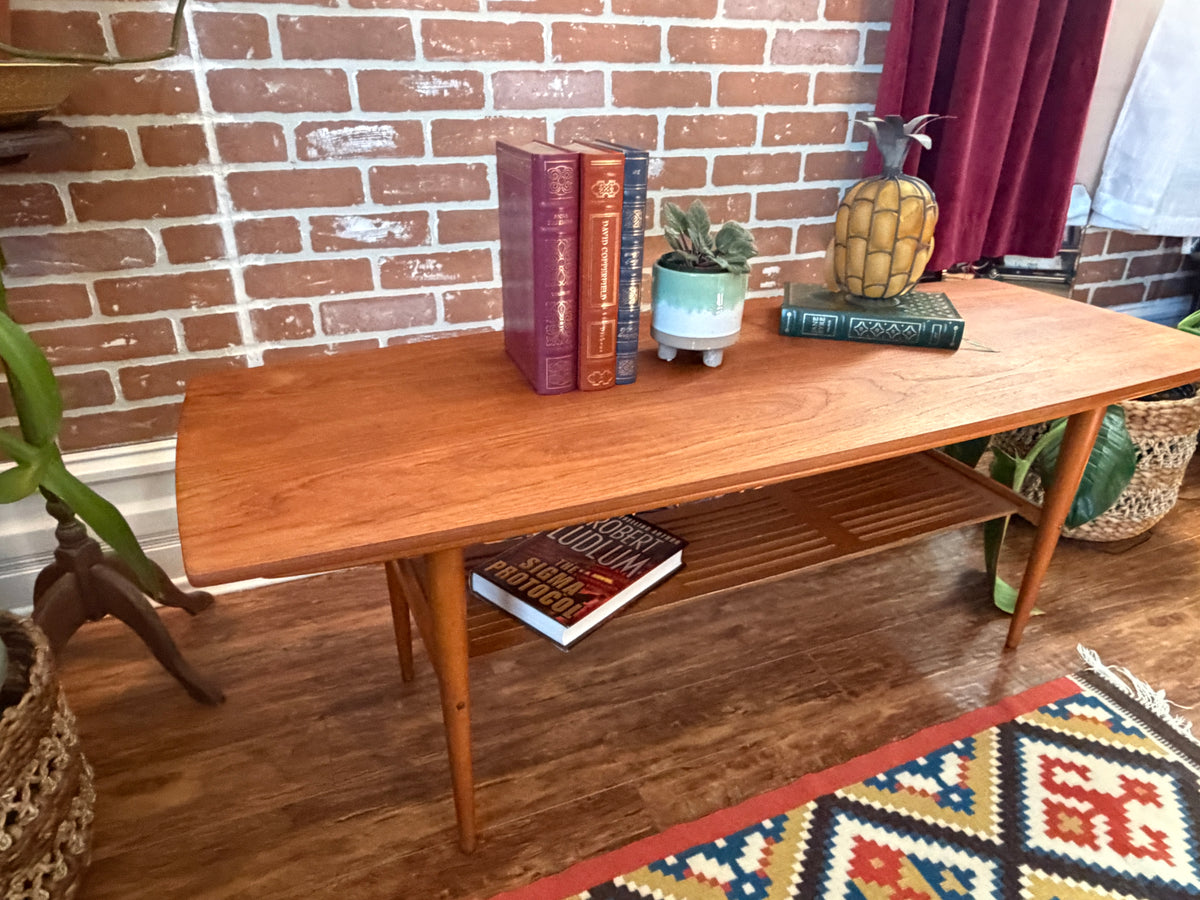 Vintage Teak Surfboard Style Coffee Table