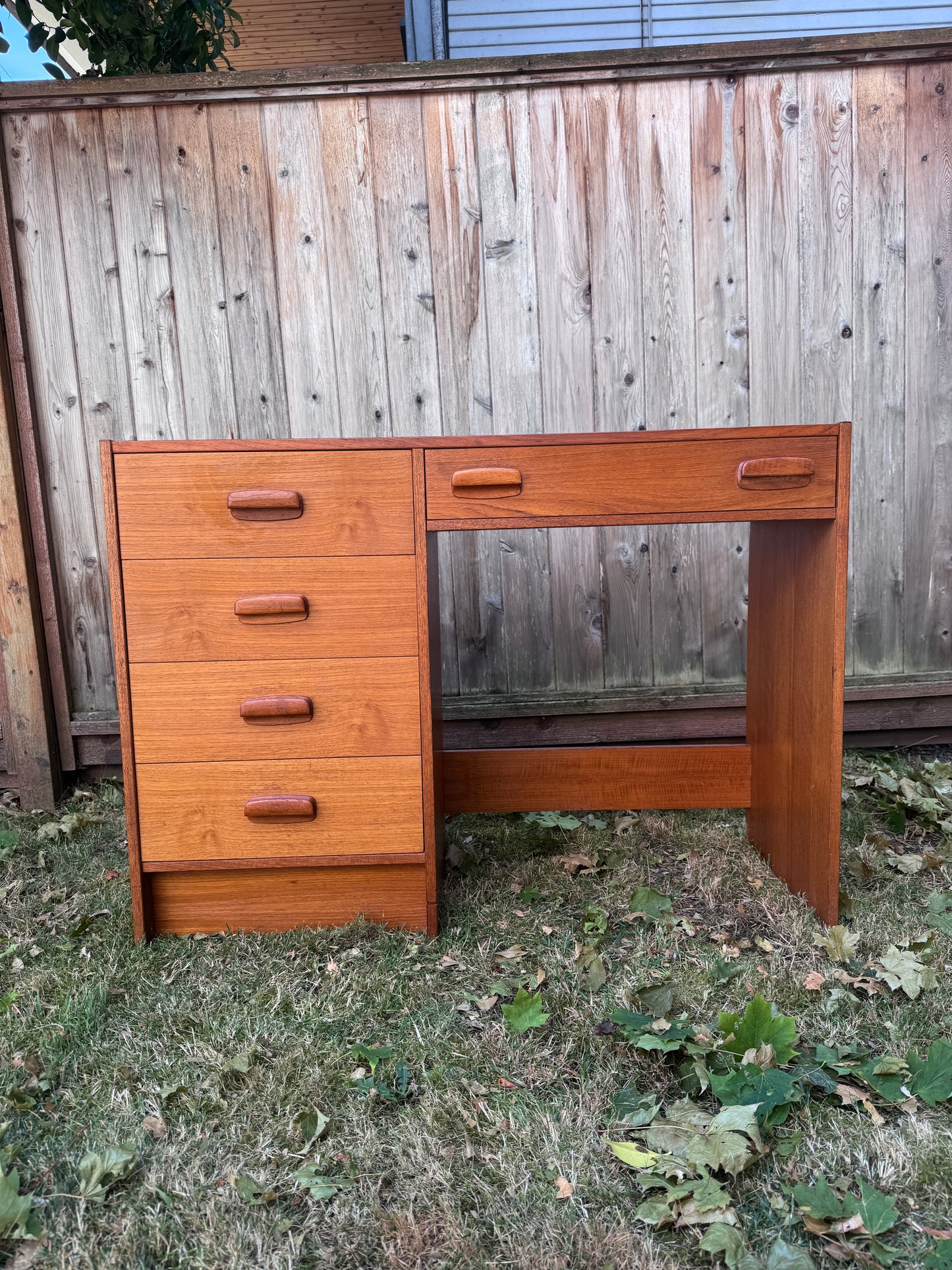 Vintage MCM Teak 5 Drawer Desk
