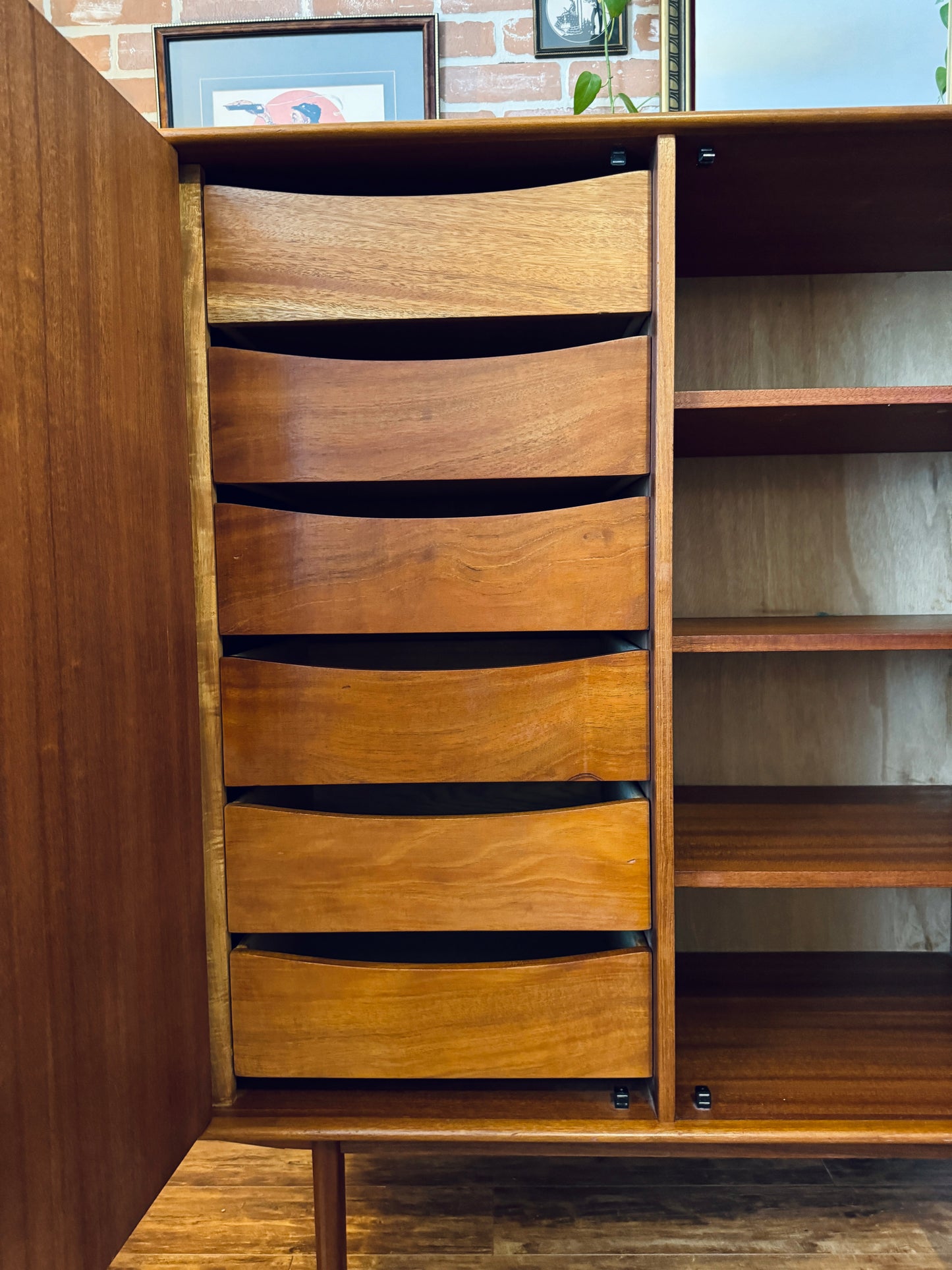 Vintage Danish Teak Armoire Dresser
