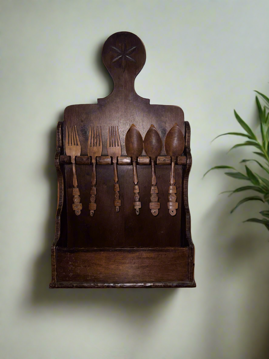 Vintage Solid Wood Cutlery Rack