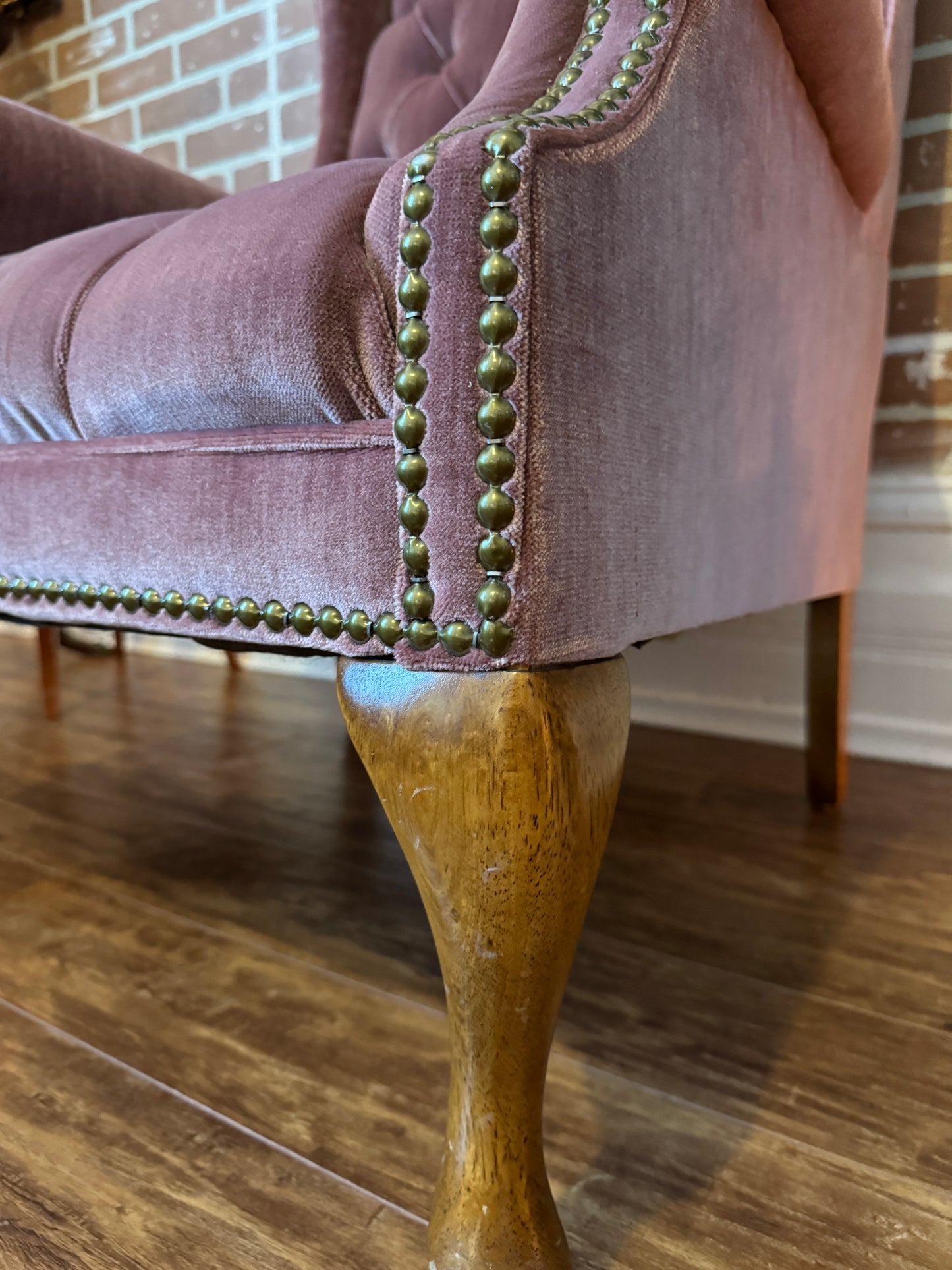 Vintage Pink Velvet Armchair