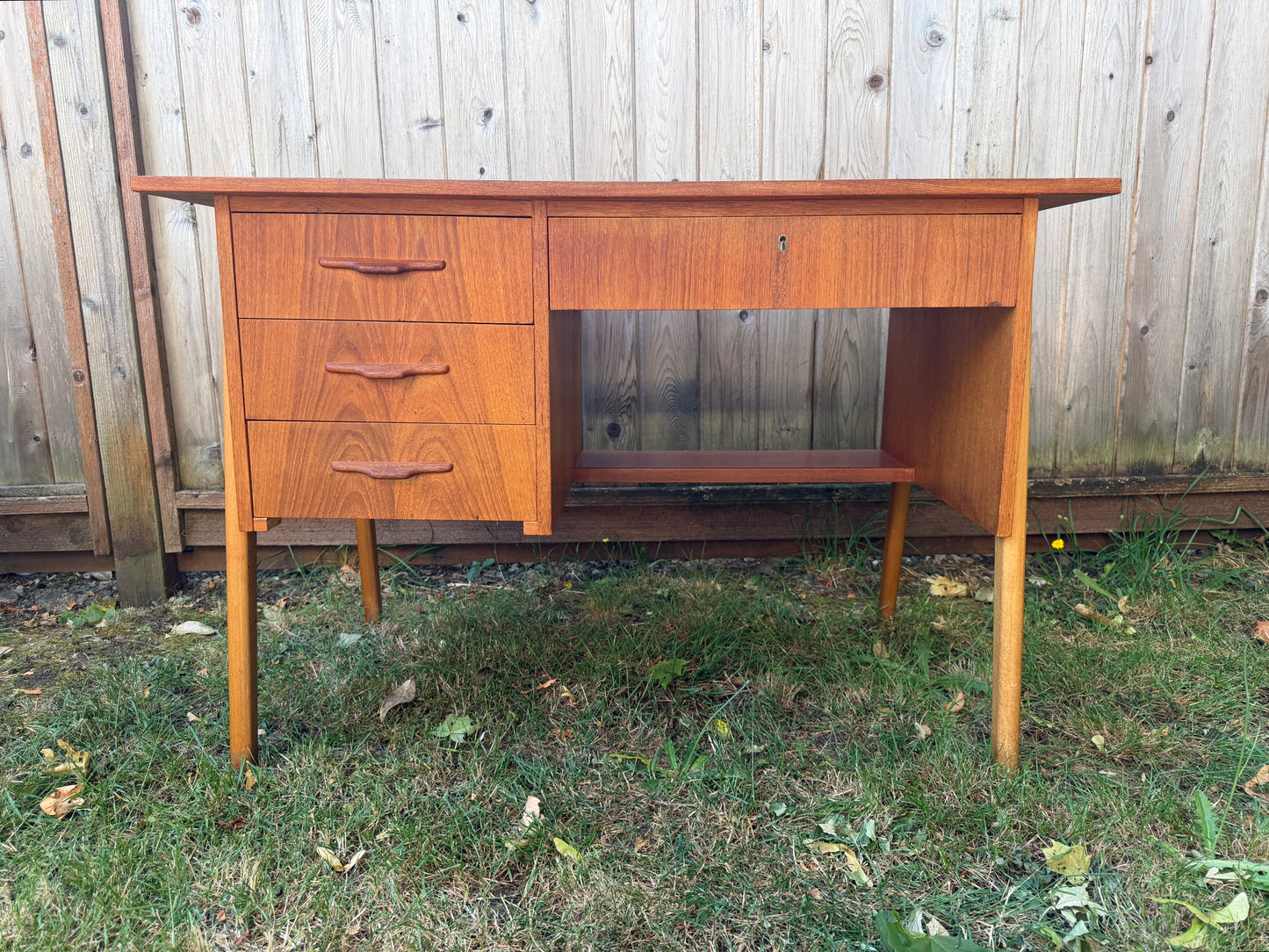 Vintage 4 Drawer Teak Desk