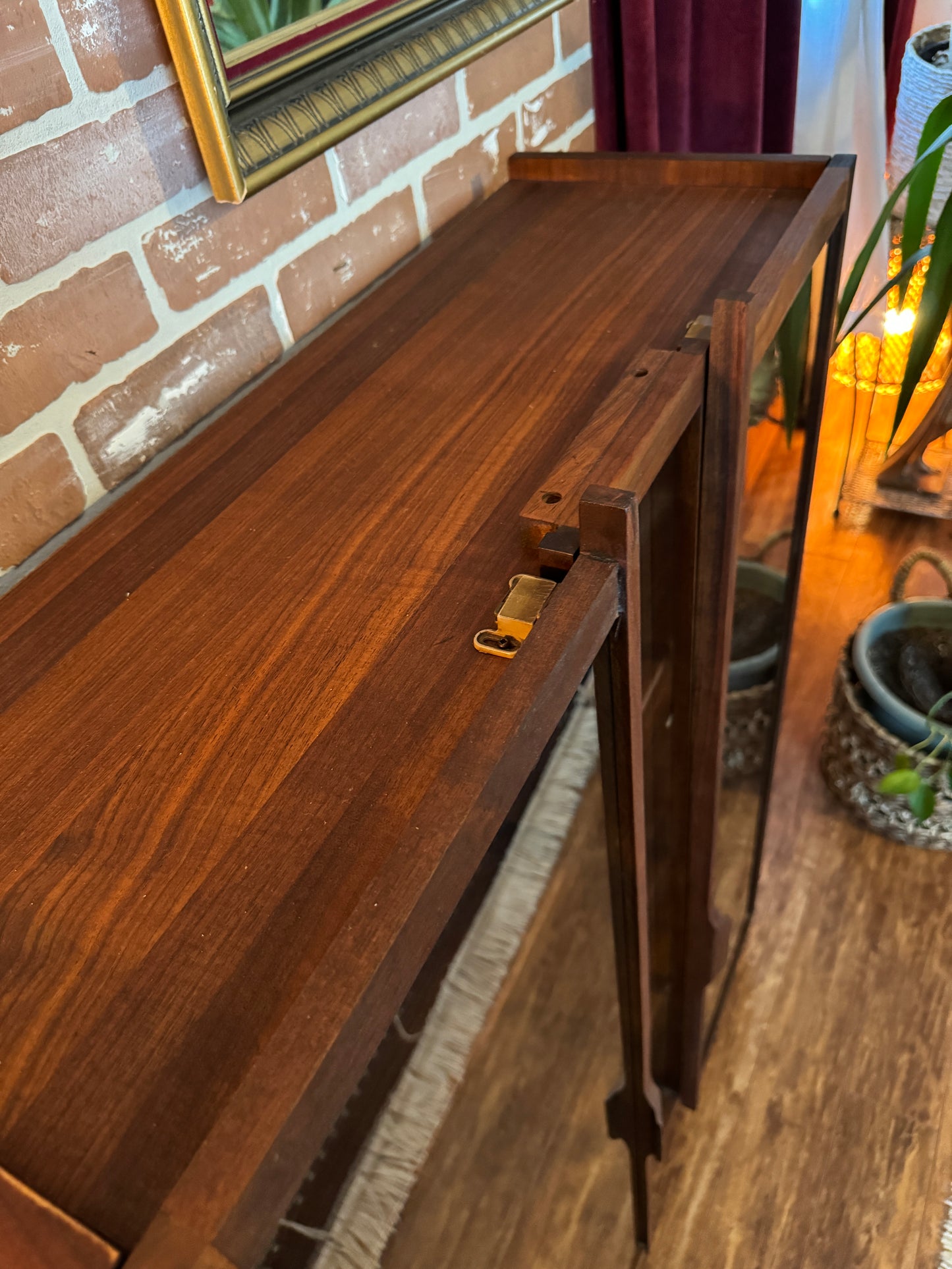 Vintage Walnut Bookcase Cabinet