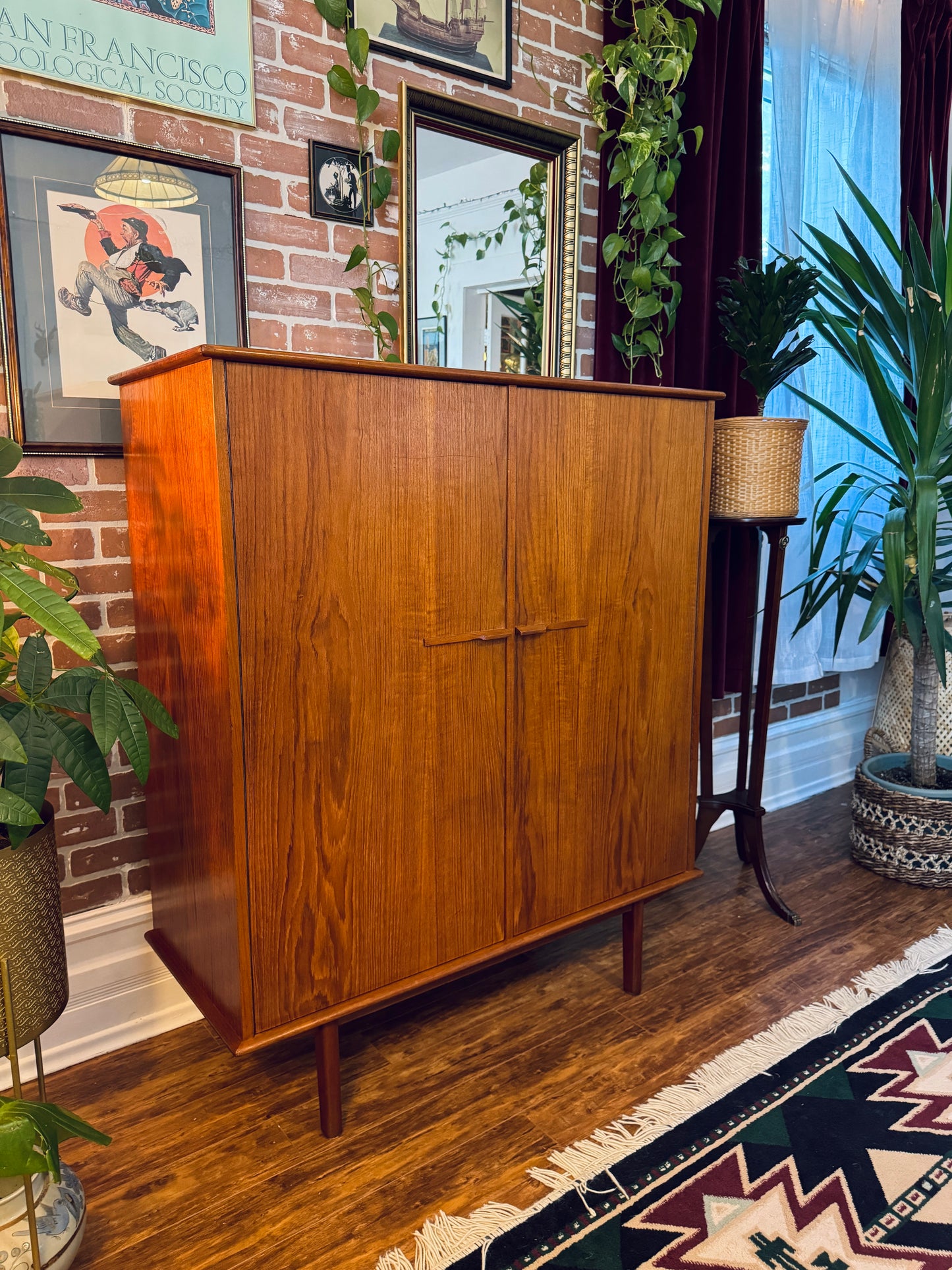 Vintage Danish Teak Armoire Dresser