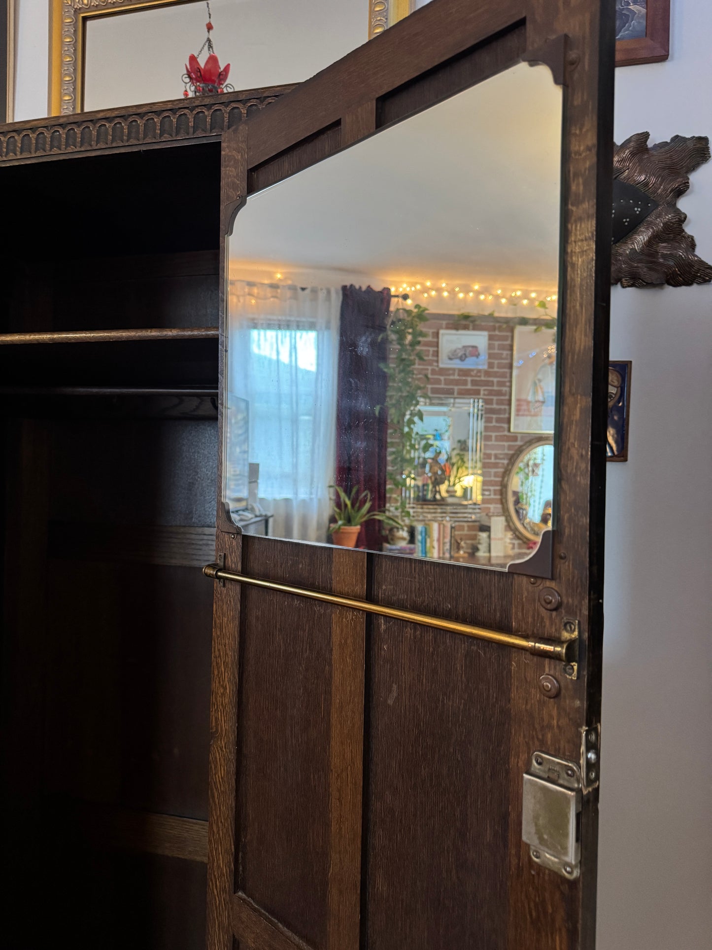 Vintage Arts & Crafts Solid Oak Armoire