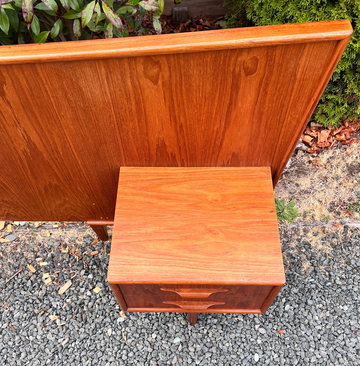 The Hakon Teak Headboard & Nightstands