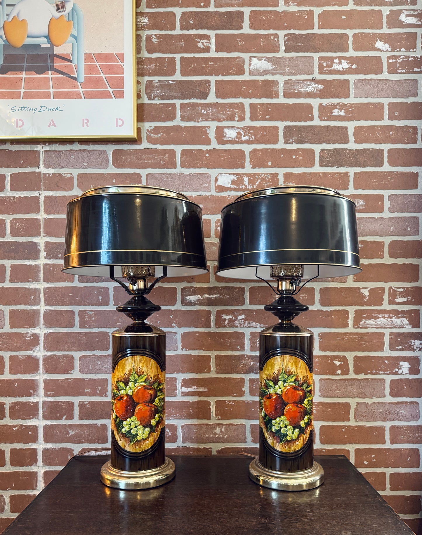 Vintage 70s Brown Metal Lamps