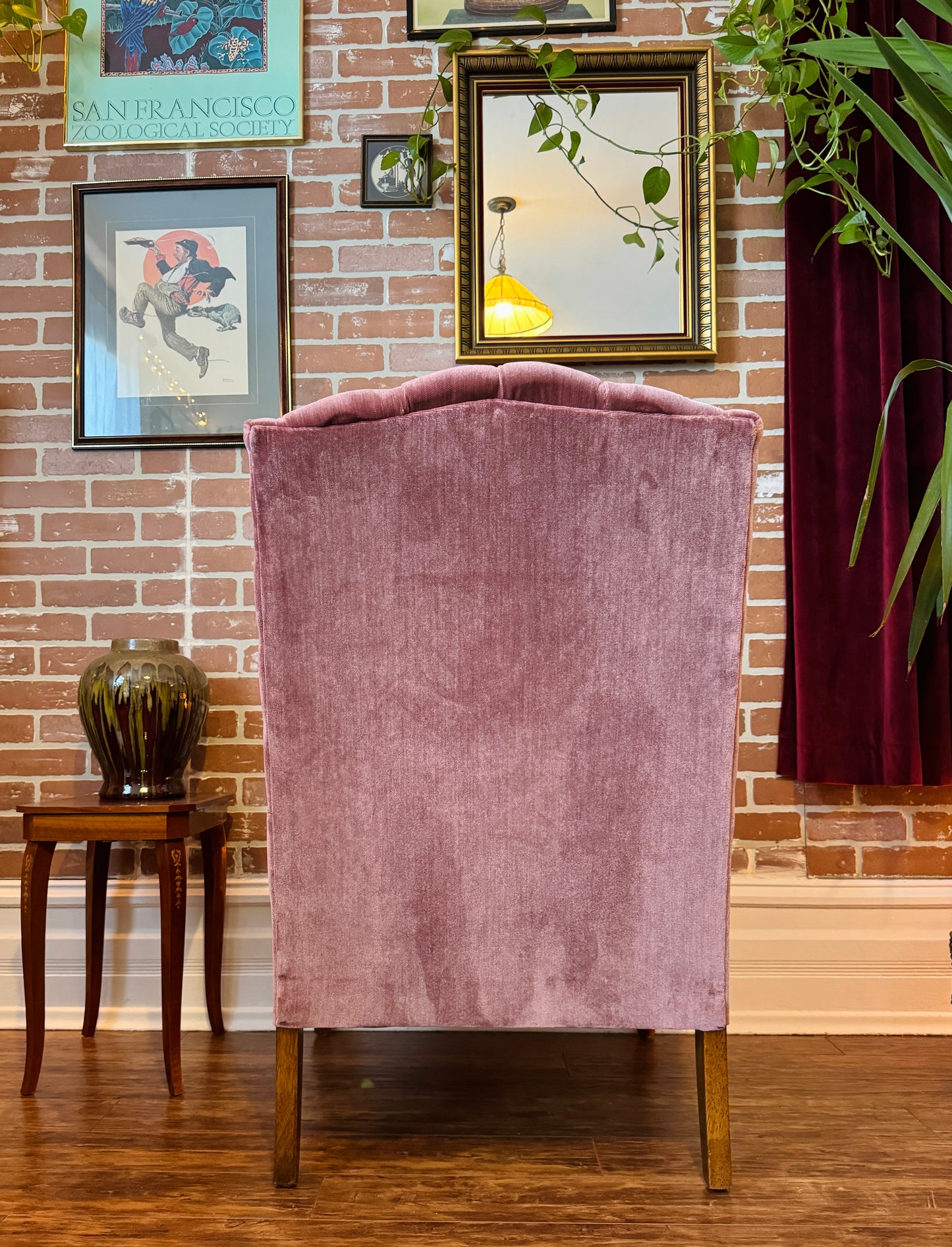 Vintage Pink Velvet Armchair