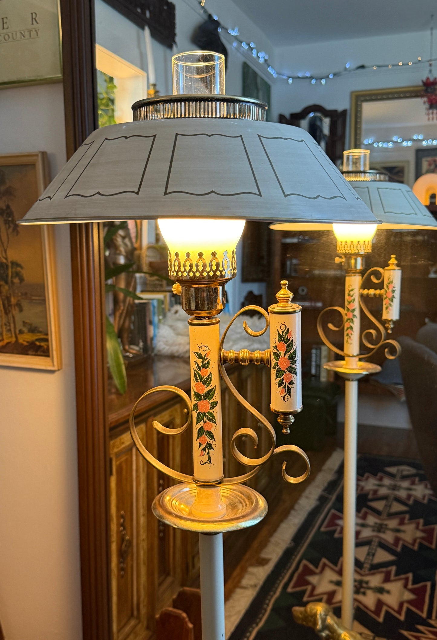 Vintage Regency Style Painted Standing Lamp