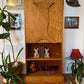 Vintage Solid Wood Bookshelf & Folding Table