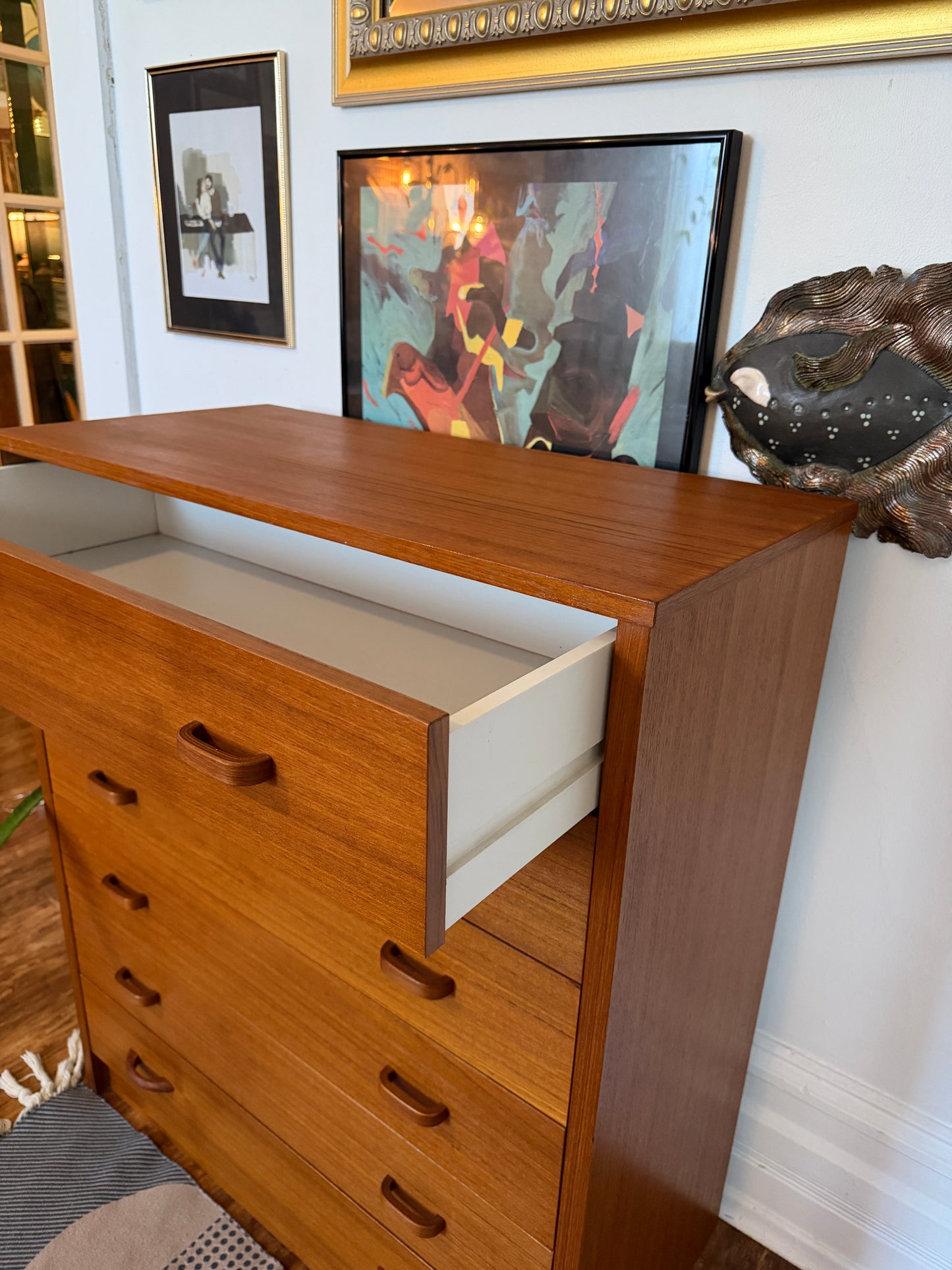 Vintage Teak 6 Drawer Dresser