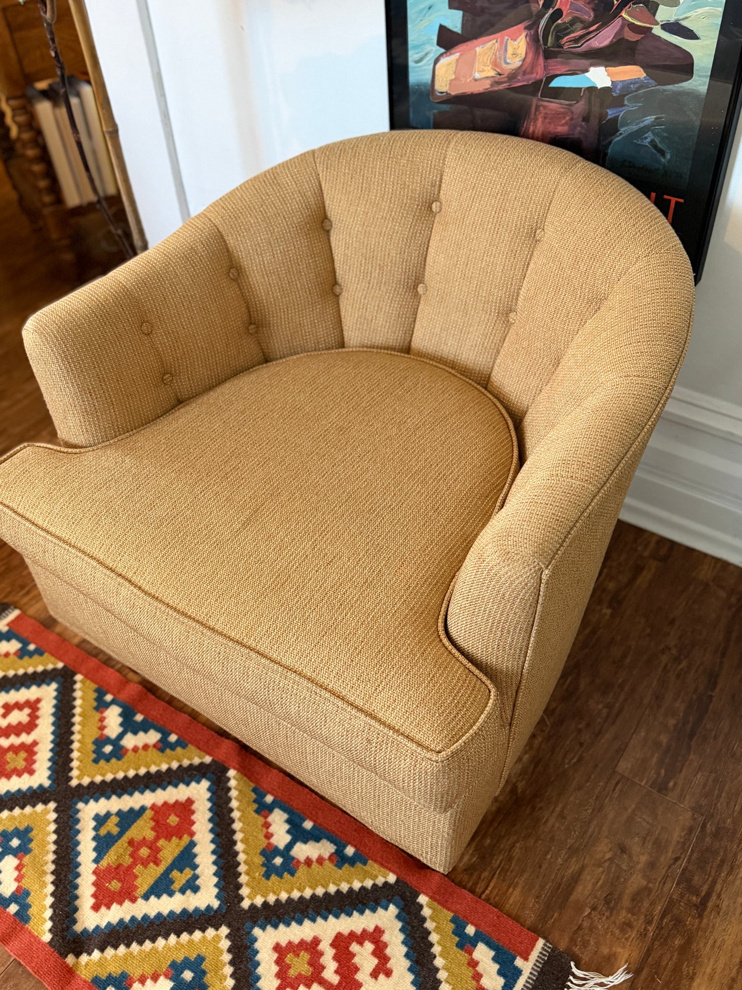 Vintage MCM Tufted Barrel Armchair