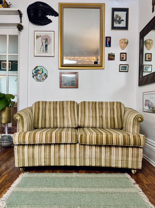 Vintage 60s Striped Loveseat Sofa