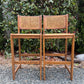 Vintage Solid Oak & Cane Bar Stools