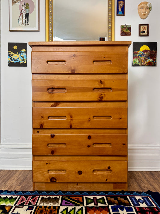 Vintage Solid Pine Wood Dresser