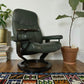 Ekornes Stressless Green Leather Recliner & Ottoman