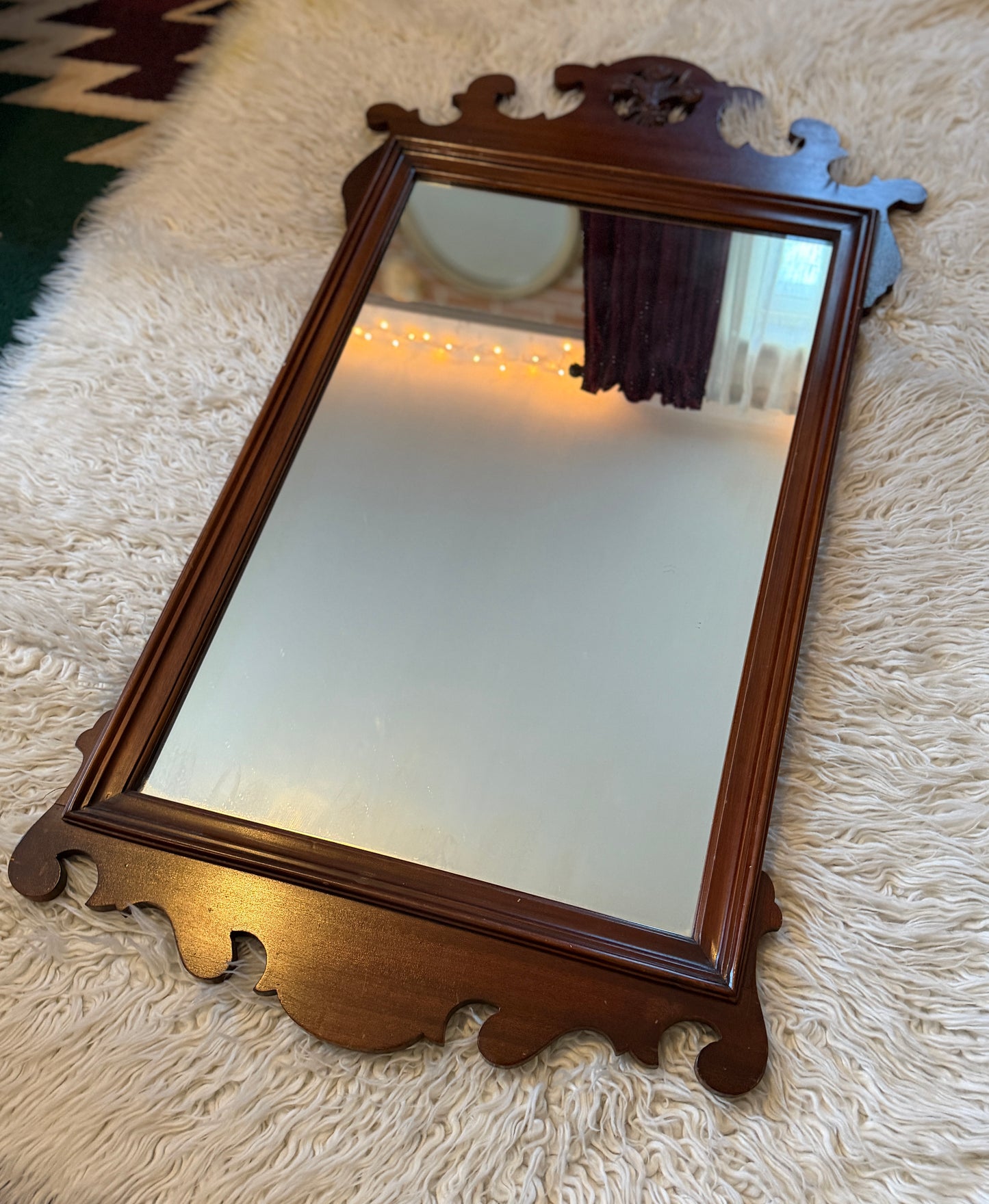 Vintage Solid Walnut Wood Mirror