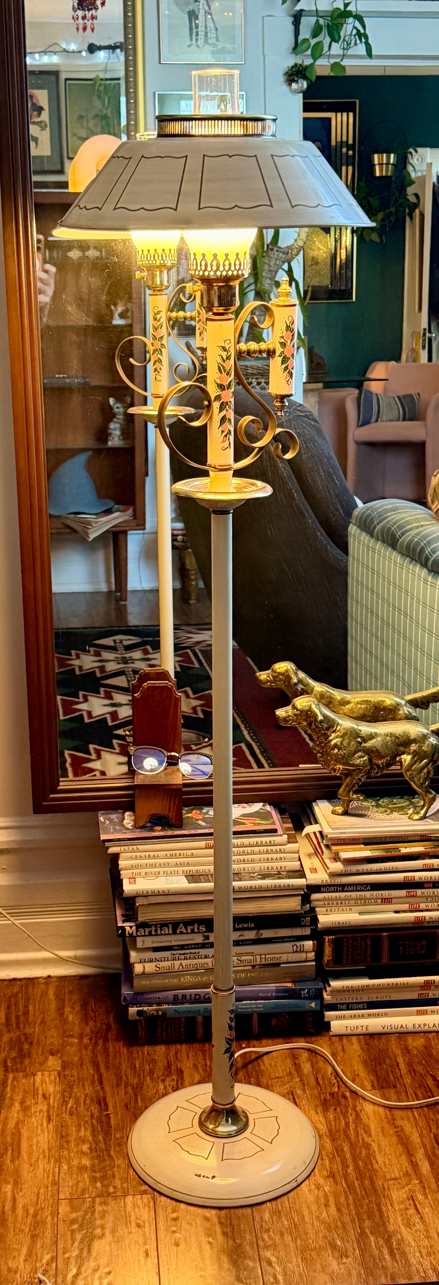 Vintage Regency Style Painted Standing Lamp