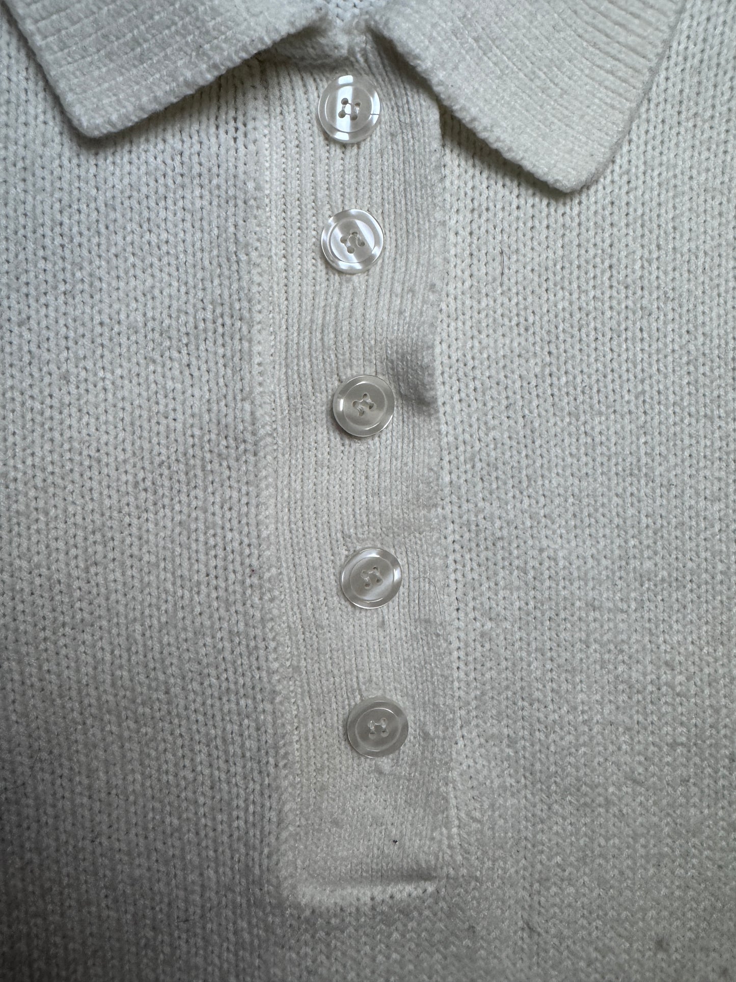 Vintage 80s White Knit Polo Sweater