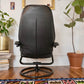 Vintage Black Leather Recliner & Ottoman