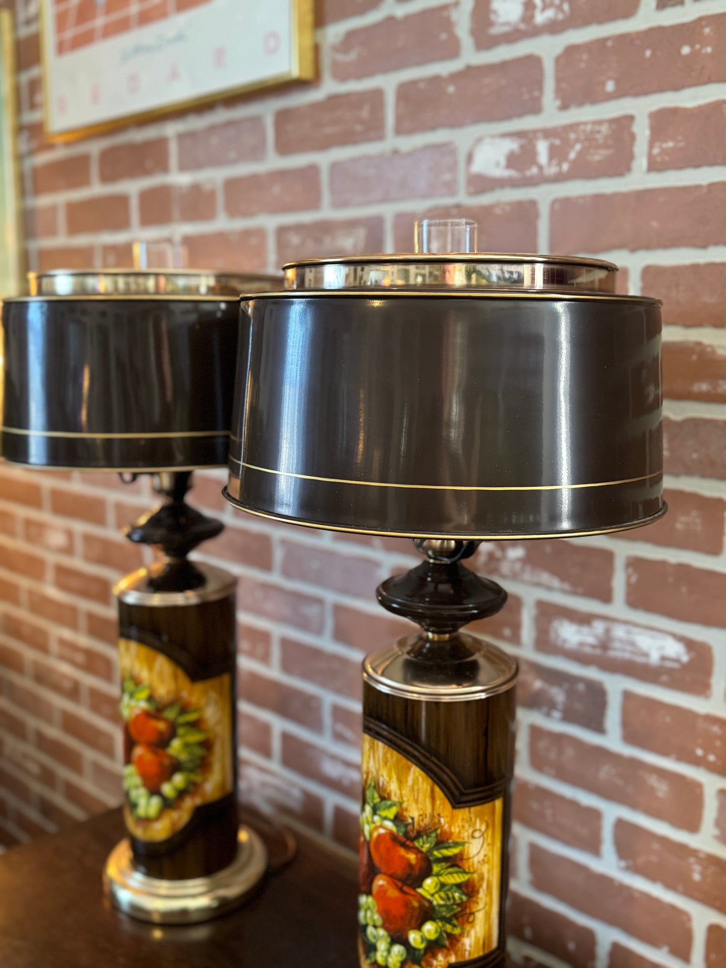 Vintage 70s Brown Metal Lamps