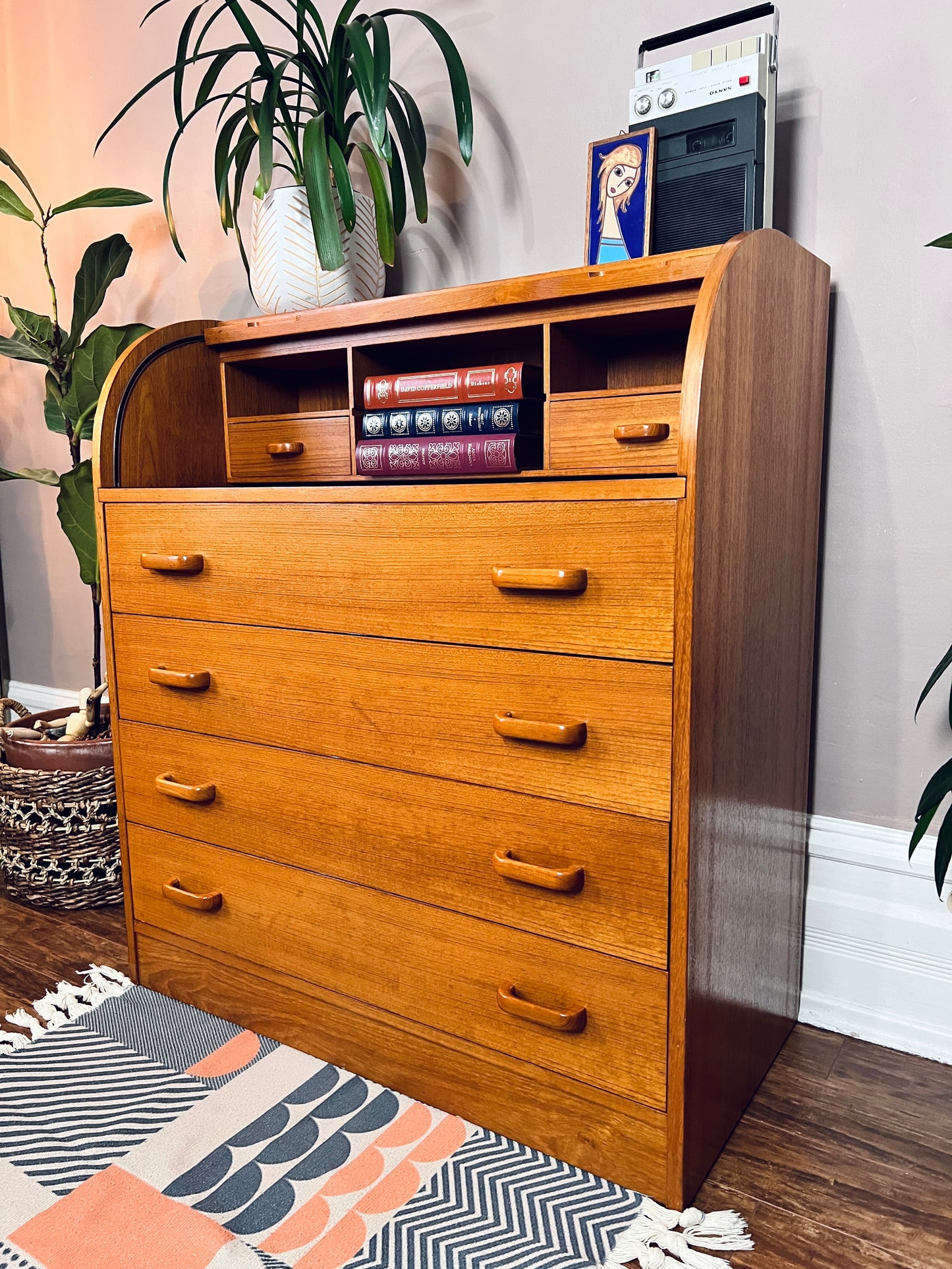 The Maja Teak Roll Top Desk