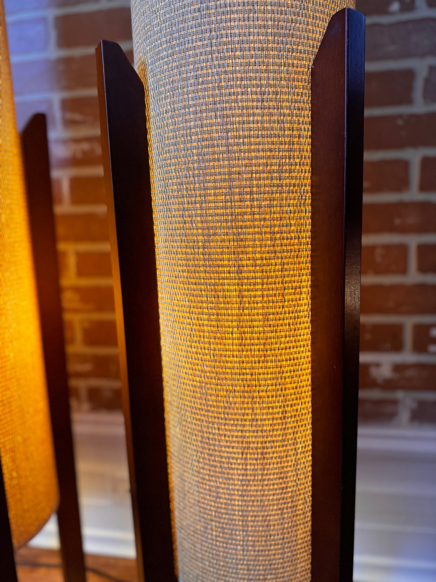 MCM Style Woven & Wood Floor Lamps