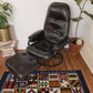 Vintage Black Leather Recliner & Ottoman
