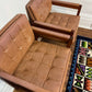 Vintage 60s Walnut Wood Armchairs