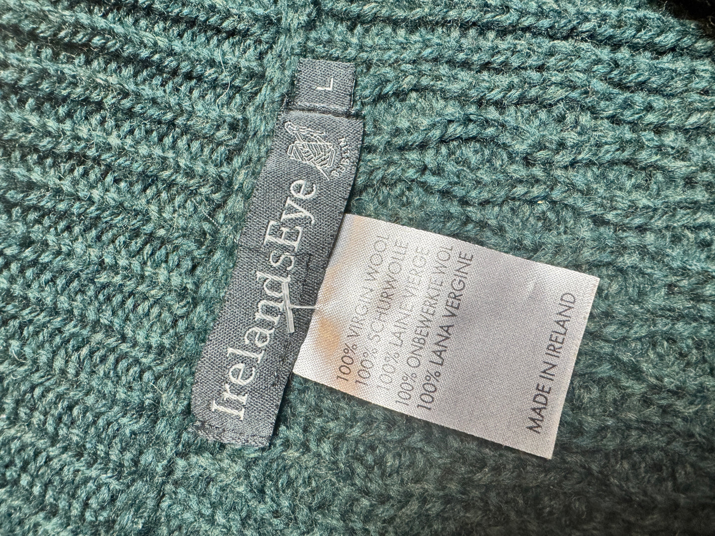 Green Irish Wool Fisherman Cardigan
