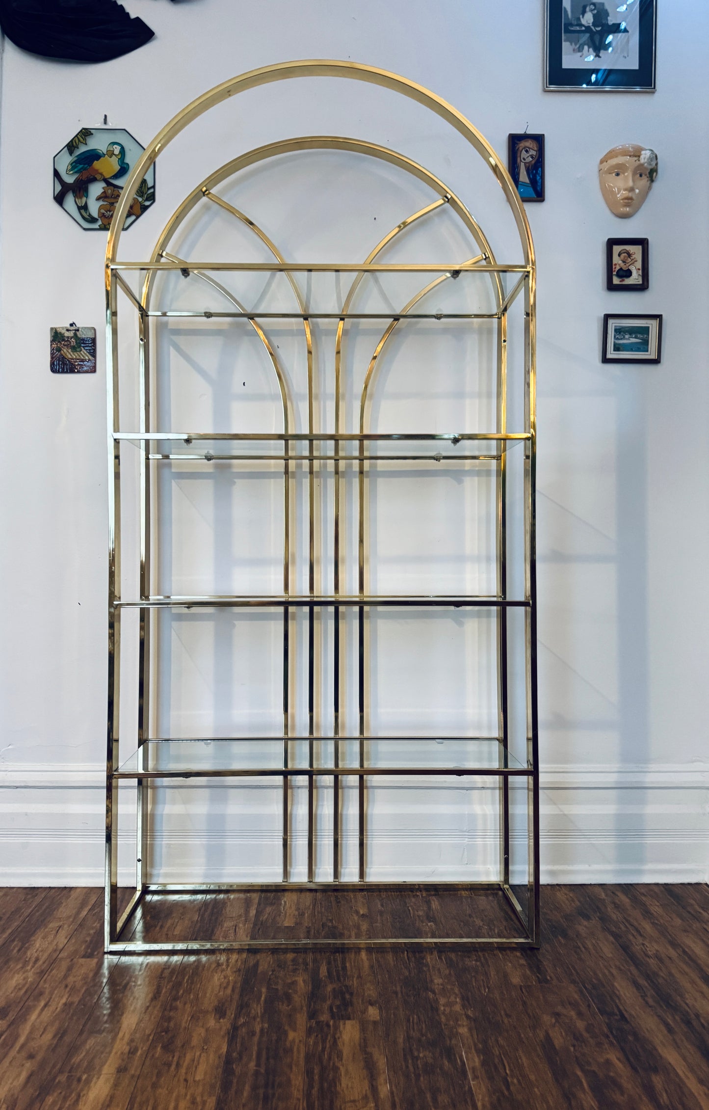 Vintage Arched Brass Etagere Shelf