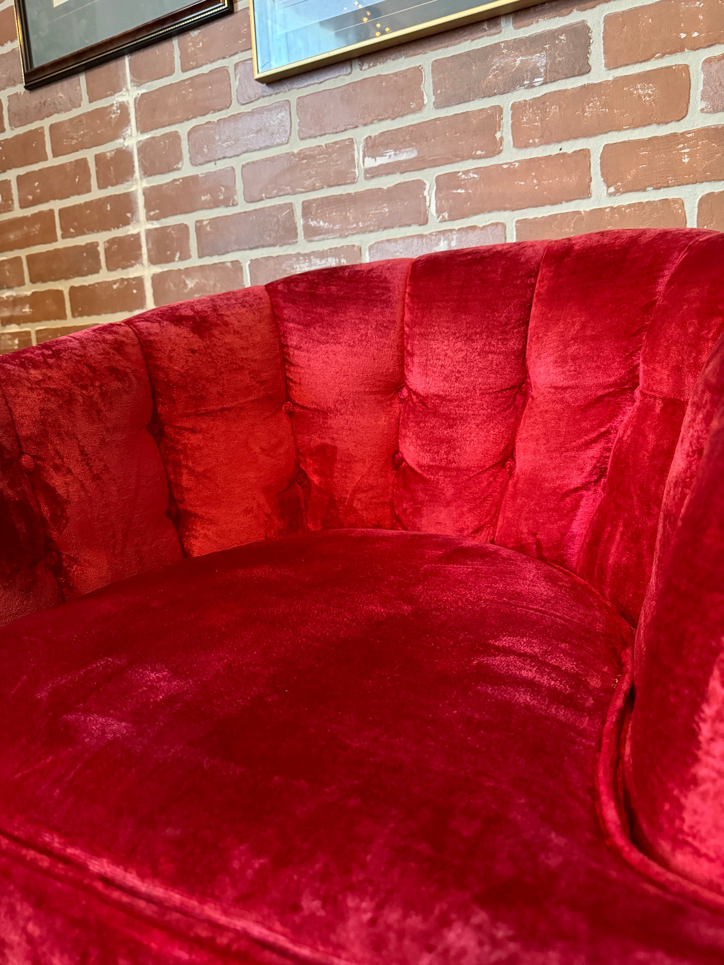 1960s Red Velvet Kroehler Armchairs
