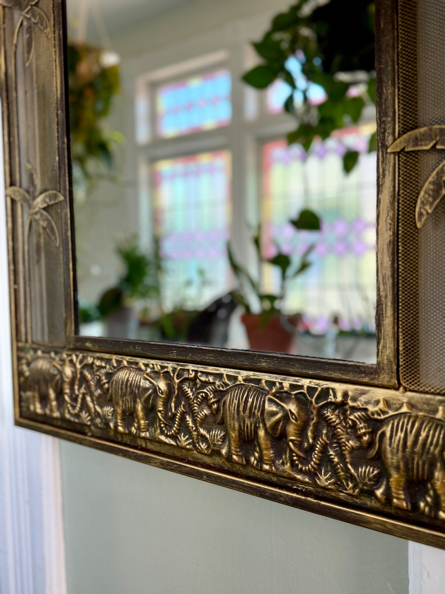 Vintage Gold Tone Safari Style Mirror