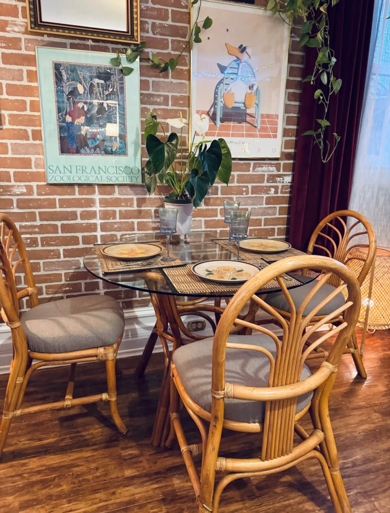 Vintage Rattan 4 Piece Dining Set