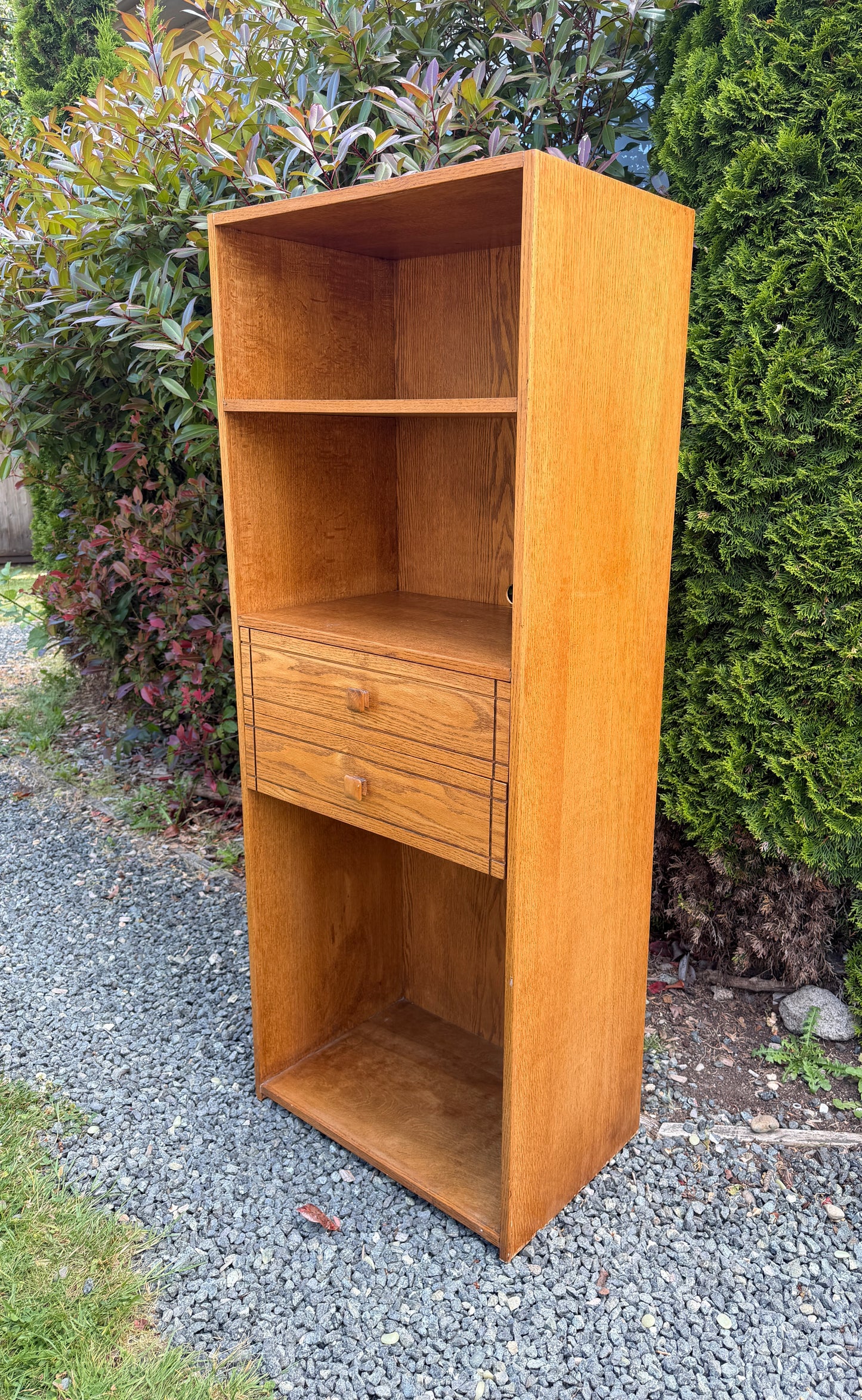 Vintage Oak Bookshelf W/ Drawers