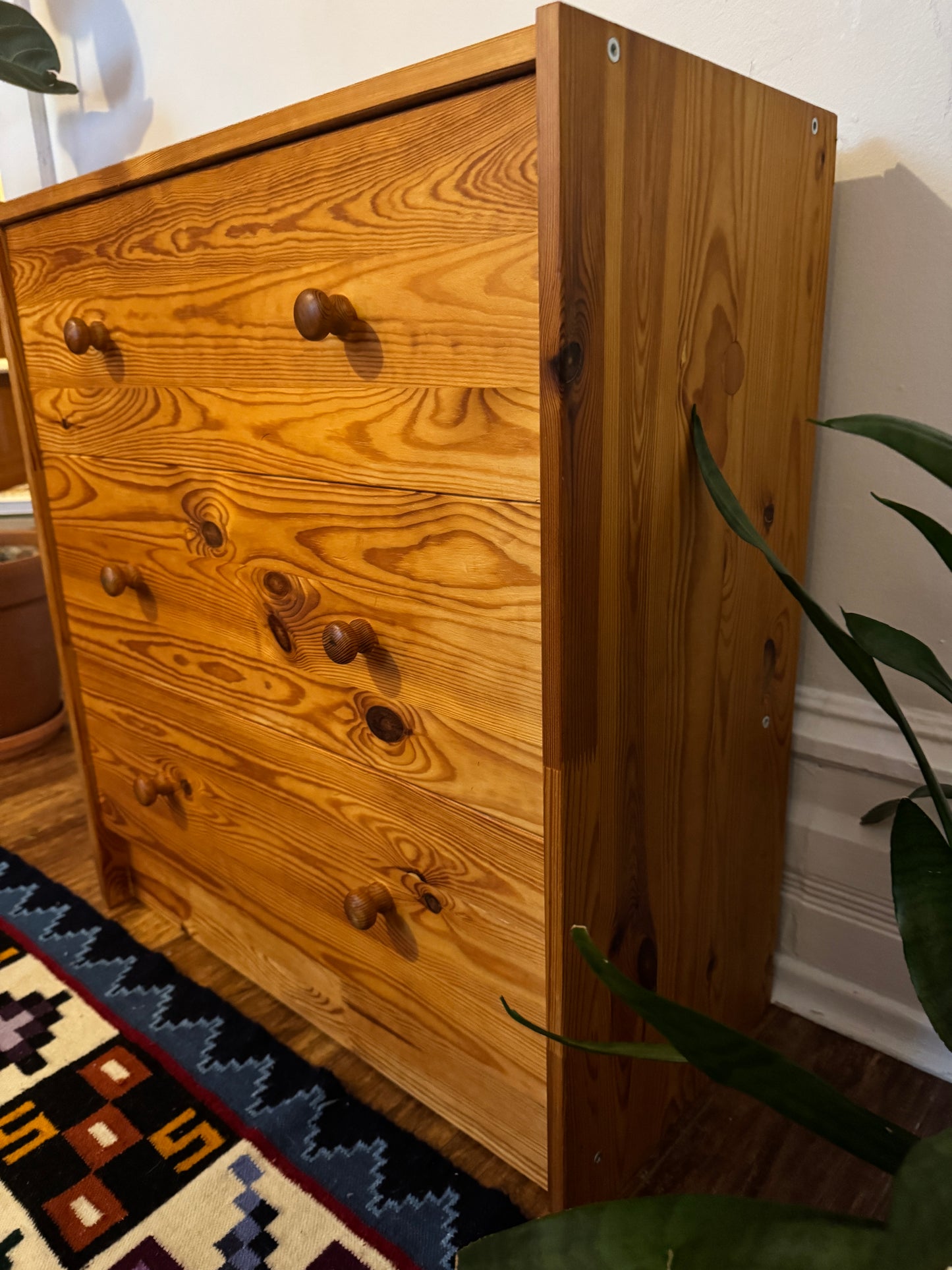 Vintage Solid Pine 3-Drawer Chest / Dresser – Scandinavian Style