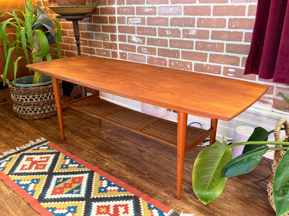 Vintage Teak Surfboard Style Coffee Table