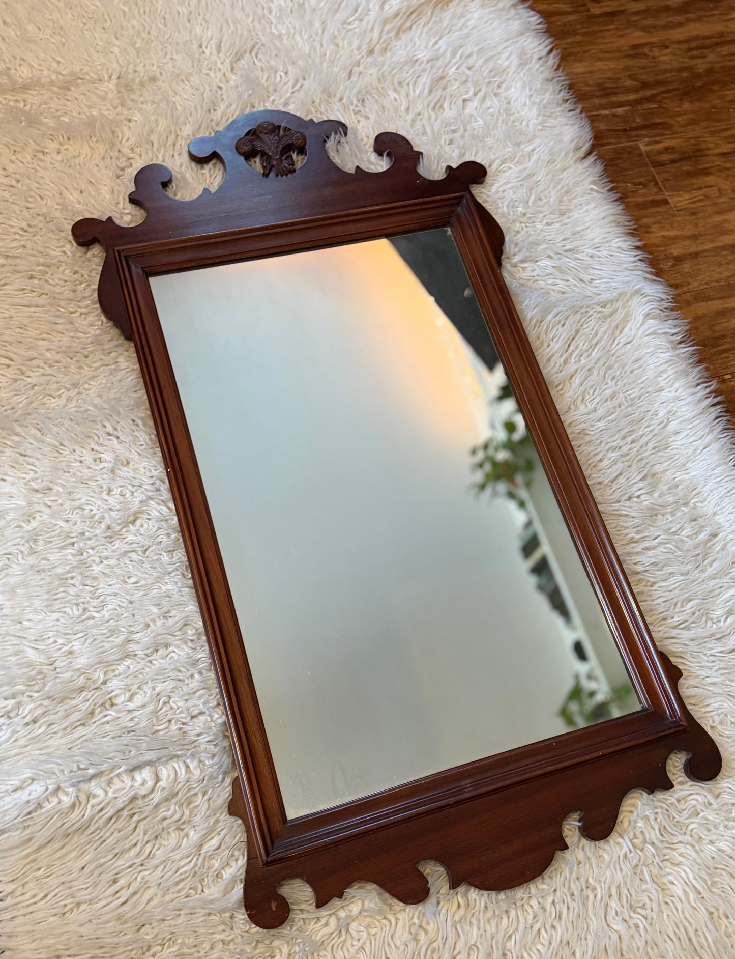 Vintage Solid Walnut Wood Mirror