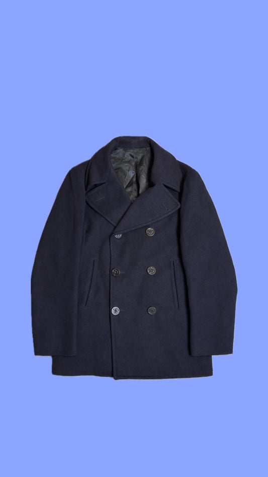 Vintage 60s US Navy Kersey Wool Pea Coat 36R