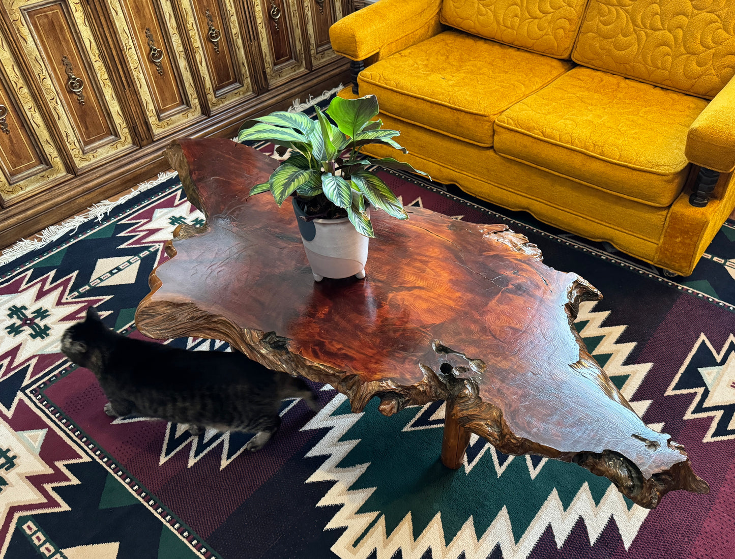 Vintage Live Edge Solid Wood Coffee Table