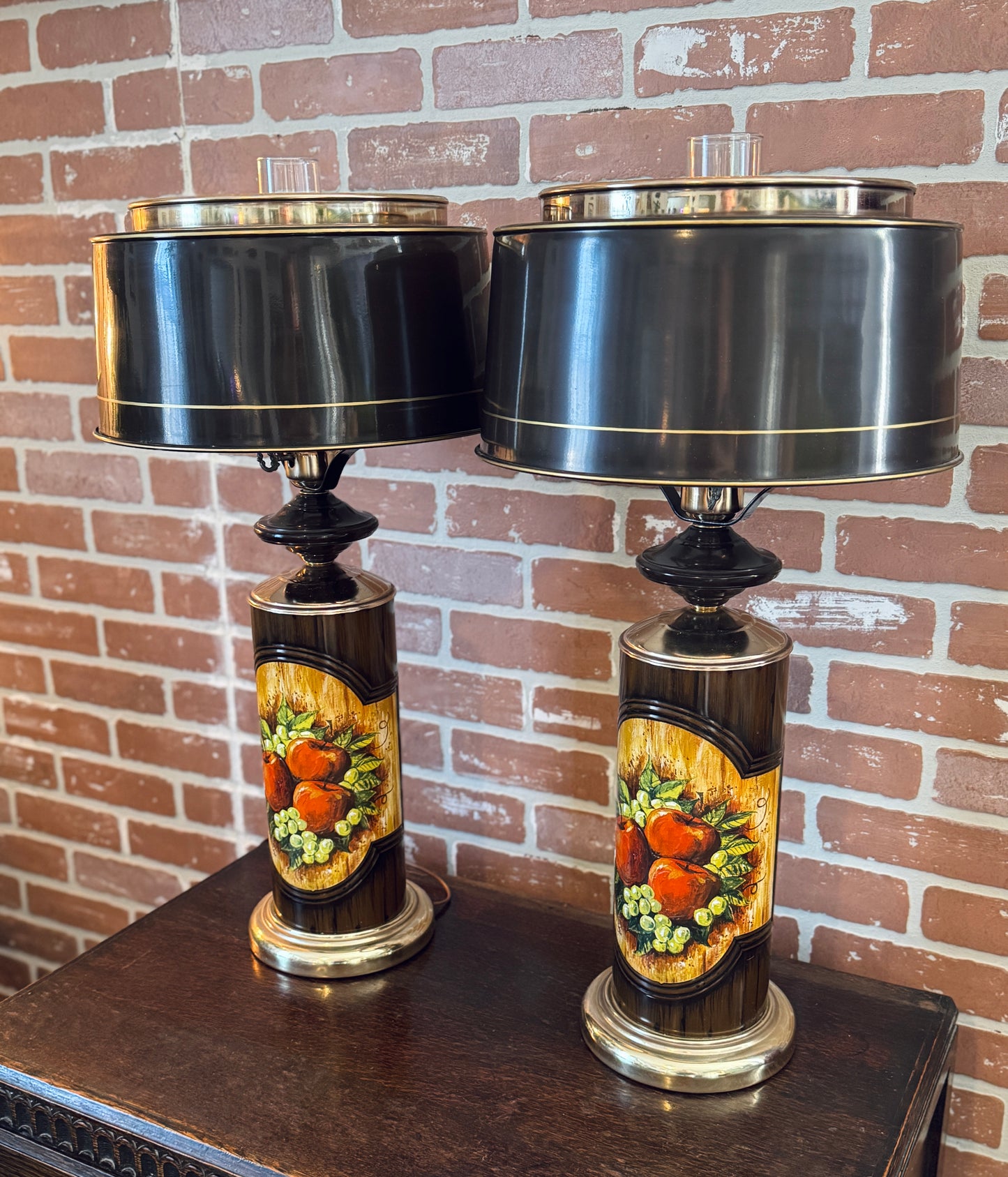 Vintage 70s Brown Metal Lamps