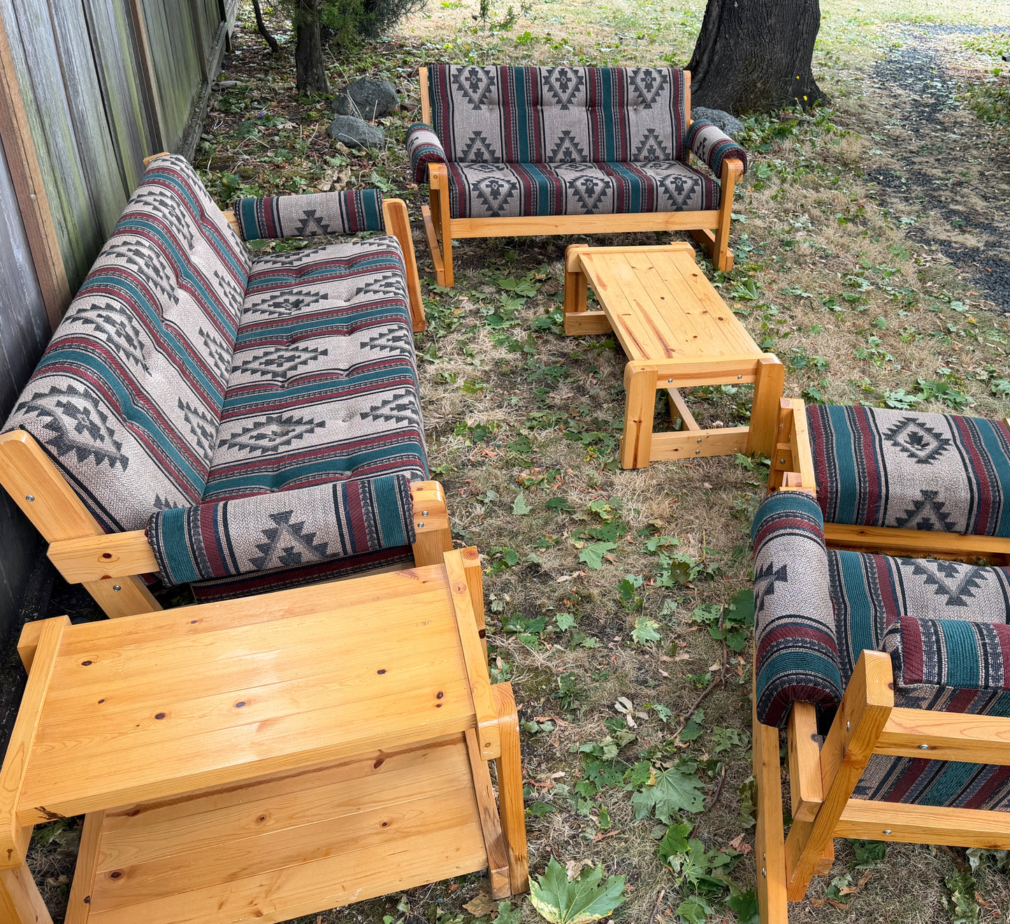 Vintage Solid Pine Southwestern Style 6 Piece Living Room Set