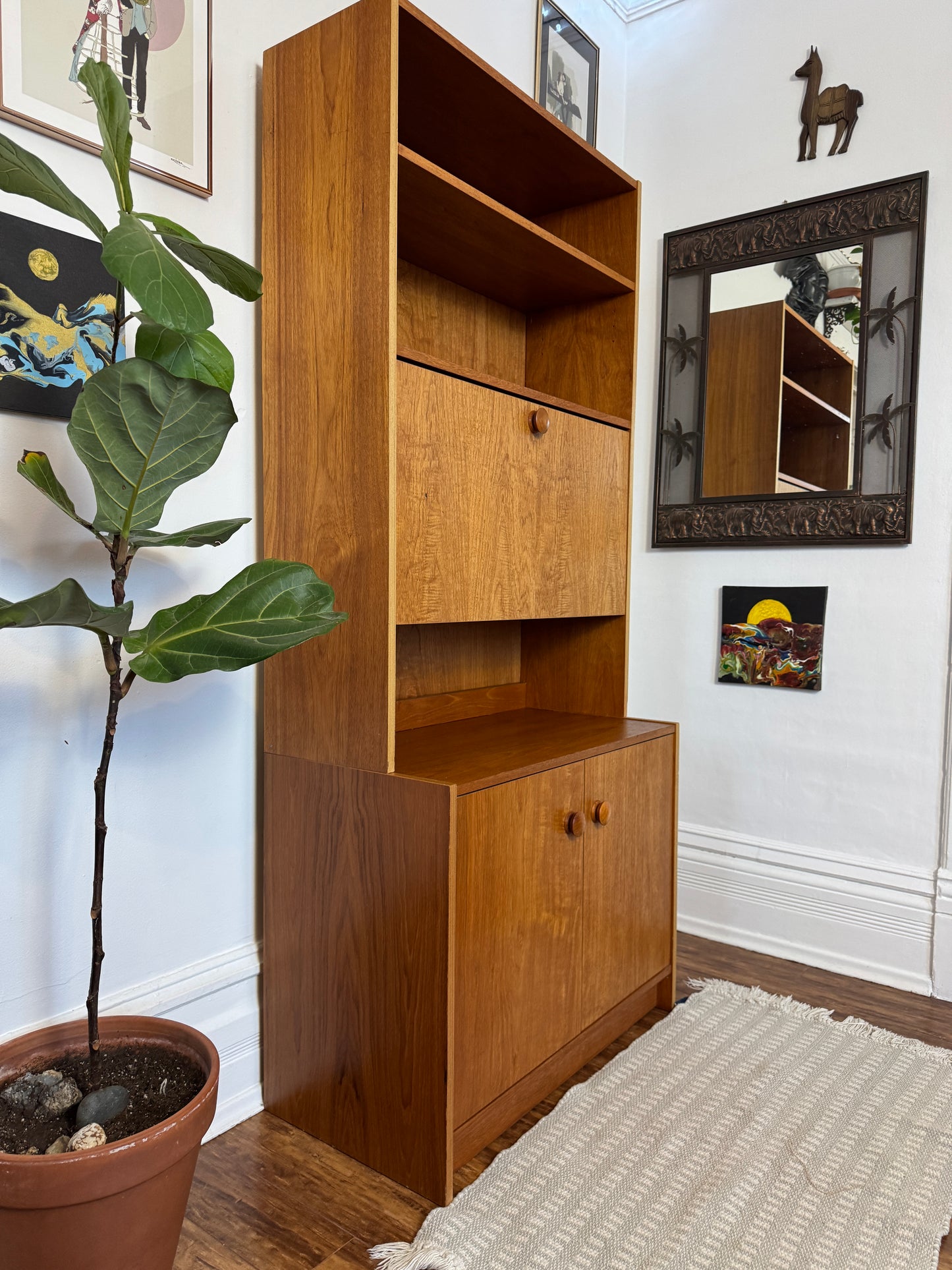 Vintage Teak Bar Cabinet w/ Shelves