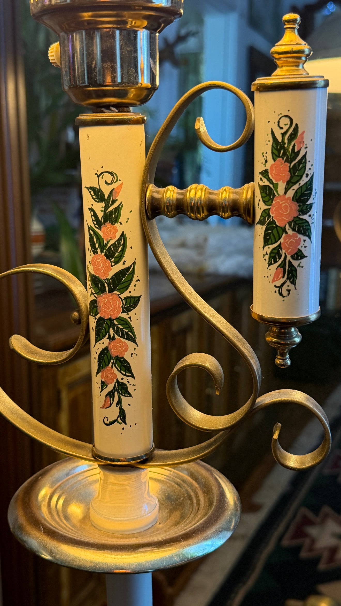 Vintage Regency Style Painted Standing Lamp