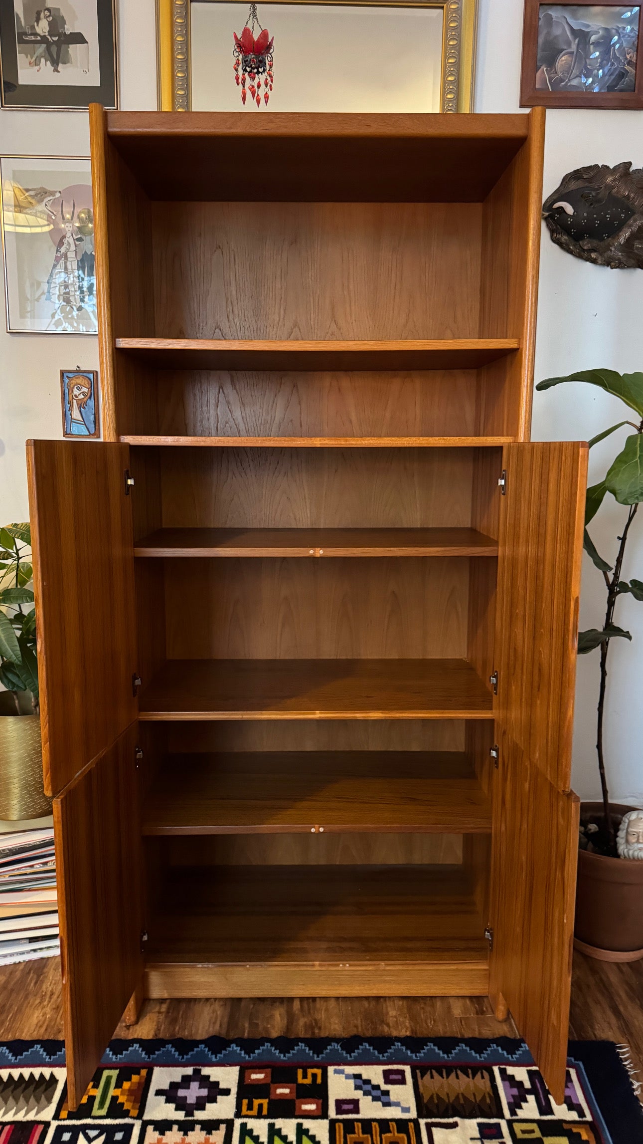 Vintage Danish Teak 4 Door Cabinet & Bookshelf