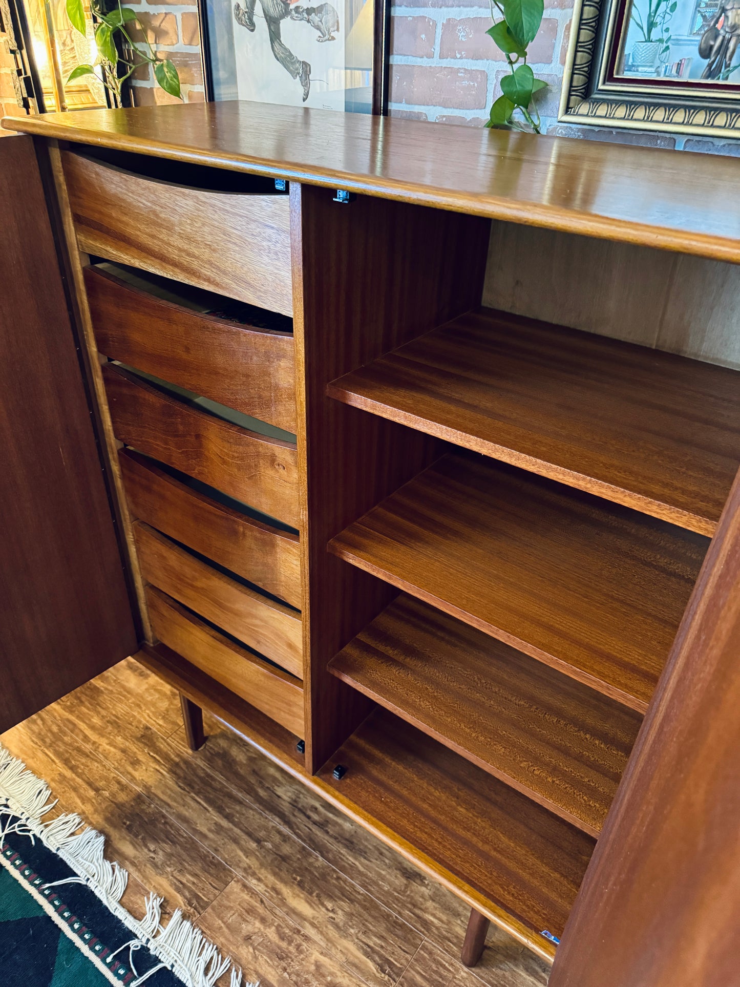 Vintage Danish Teak Armoire Dresser