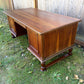 Vintage Walnut Wood Large Executive Office Desk